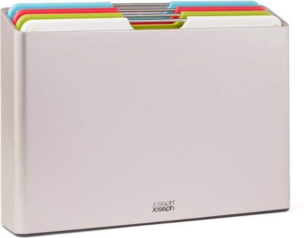 Joseph 4 delige Snijplankenset Met Houder Folio Groot Zilver