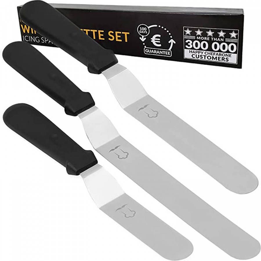 Chefarone Patisserie Set Van 3 Glaceermes Taart Spatel Paletmes Taartschraper Spatel Voor Taart