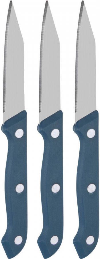 Excellent Houseware 3x Keukenmesjes/schilmesjes Rvs Met Blauw Kunststof Handvat Schilmessen