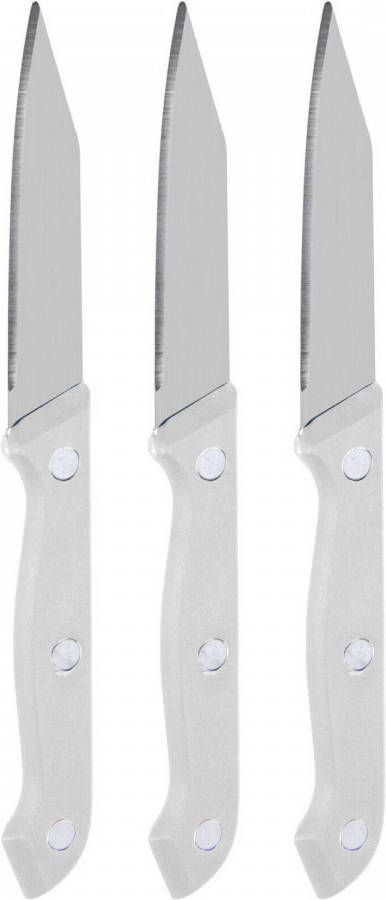 Excellent Houseware 3x Keukenmesjes/schilmesjes Rvs Met Wit Kunststof Handvat Schilmessen