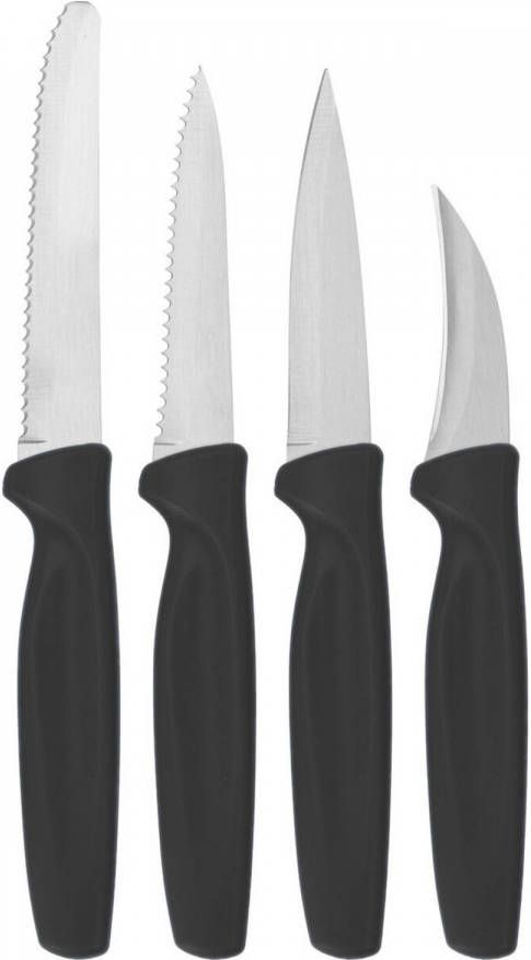 Excellent Houseware 8 delige Rvs Messenset Met Antraciet Kunststof Handvat Messenblokken