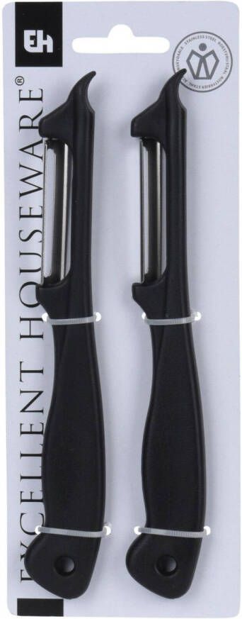 Excellent Houseware Dunschiller/aardappelmesje 2 Stuks Van Kunststof Zwart Schilmessen