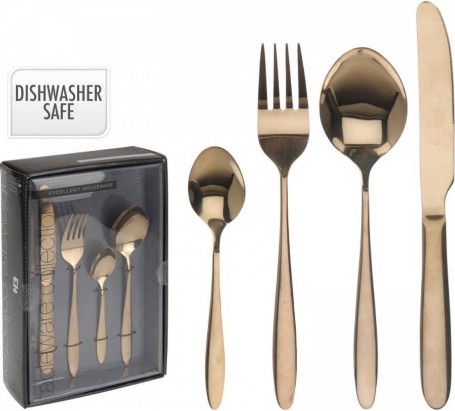 Excellent Houseware Eh Bestekset Goudkleurig 16 delig