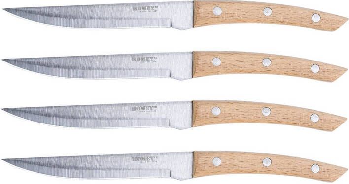 Homey's Homey&apos, s Bokträ Steakmessenset 11cm Glad Rvs/beukenhout