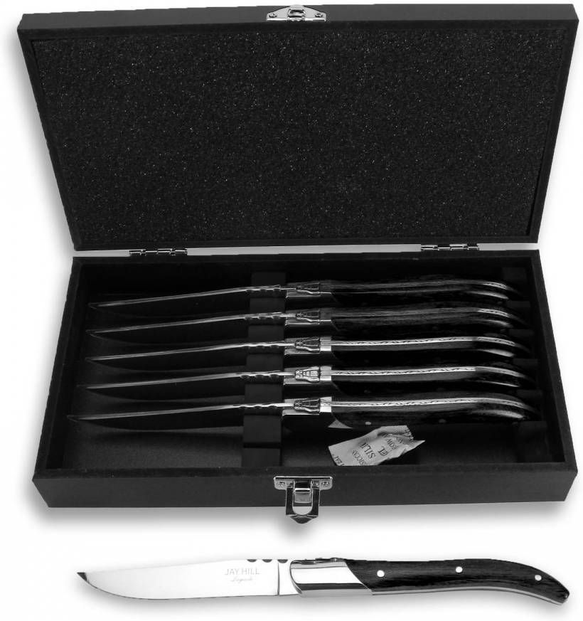 Jay Hill Steakmessen Laguiole Zwart 6 Stuks
