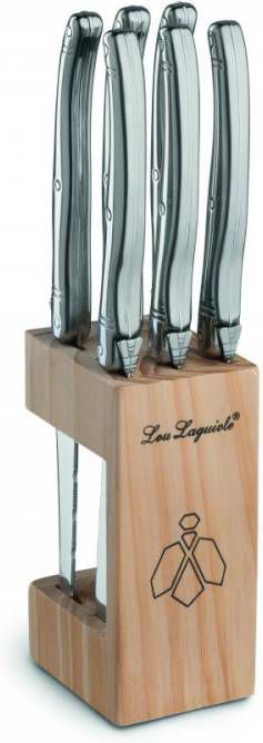 Lou Laguiole Tradition Steakmessen In Blok 6 Stuks Zilverkleurig