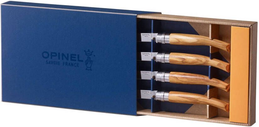 Opinel Table Chic Olive Luxe 4 delige Steakmessenset Rvs & Olijfhout