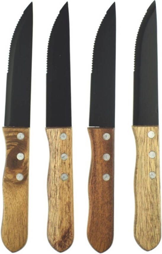 Orange85 Steakmessen Set Groot 4 Stuks Zwart 18x3x1.5 Cm Metaal