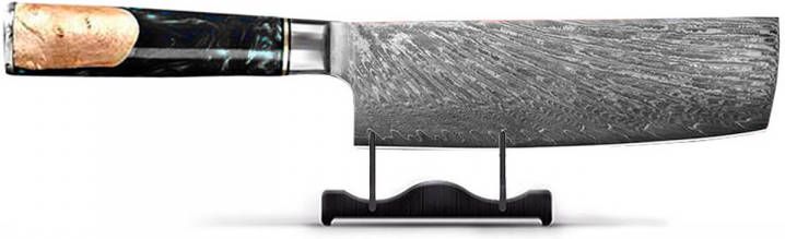 Shinrai Japan Epoxy Onyx Damascus Nakiri 18 Cm