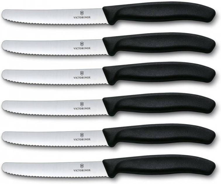 Victorinox Tafel Tomatenmessen Gekarteld Zwart Lemmet Doos A 6 Stuks