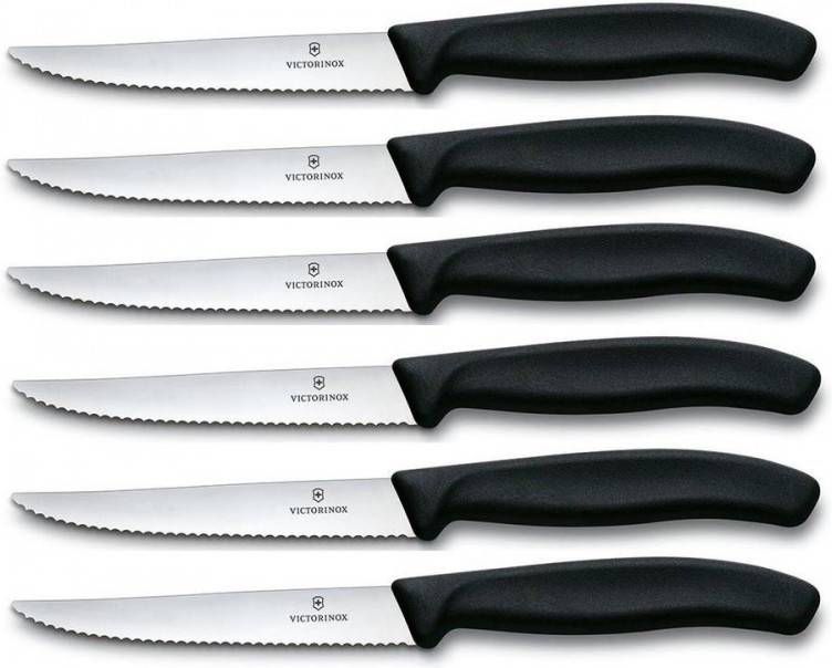 Victorinox Steakmessen Zwart 6 Stuks In Doos