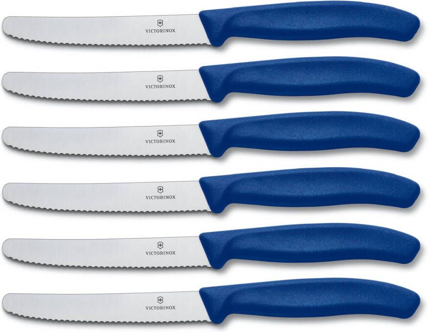 Victorinox Swiss Classic Tafelmessenset 6 delig Blauw Gekarteld