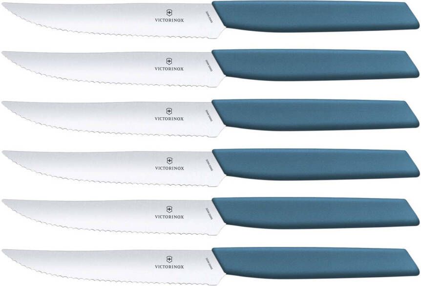 Victorinox Swiss Modern Steakmessen 6 delig Rvs/blauw Kartel
