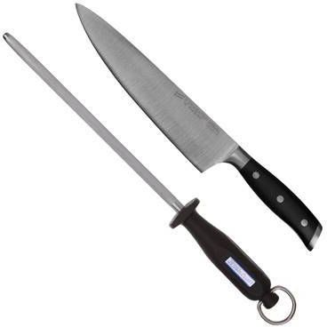 Diamant Sabatier Integra koksmes + aanzetstaal RVS/POM 23cm