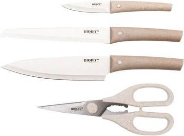Homey's Homey&apos, s Vitt Keukenset 4 delig Rvs/tarwegras Duurzaam