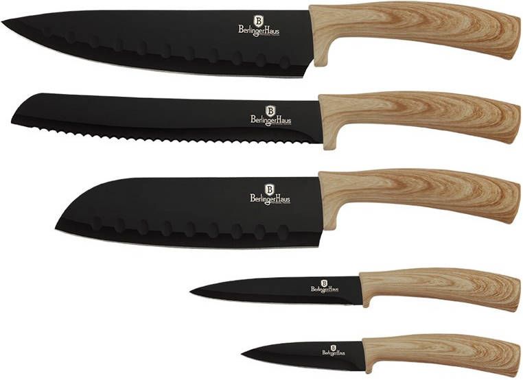 Berlinger Haus 2309 Messenset 5 Delig Wood look Rvs Met Marmer Coating.