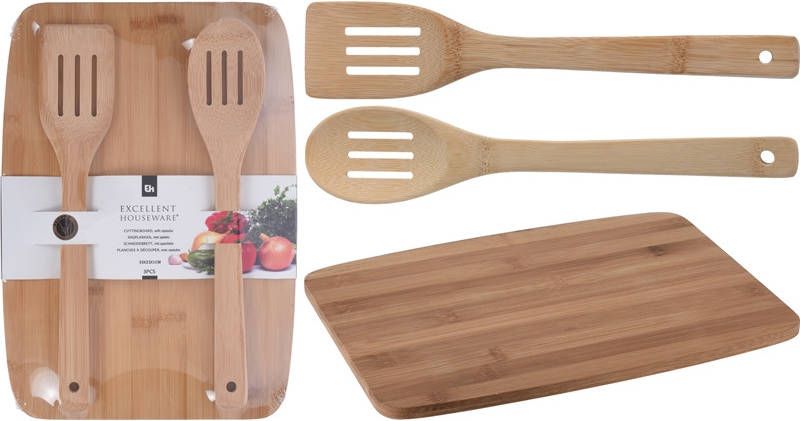 Excellent Houseware Snijplank Met 2 Spatels 23 X 33 Cm Van Hout Snijplanken