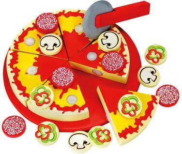 Merkloos Bino Speelgoedpizza Cut And Play 20, 5 Cm Hout Rood 31 delig