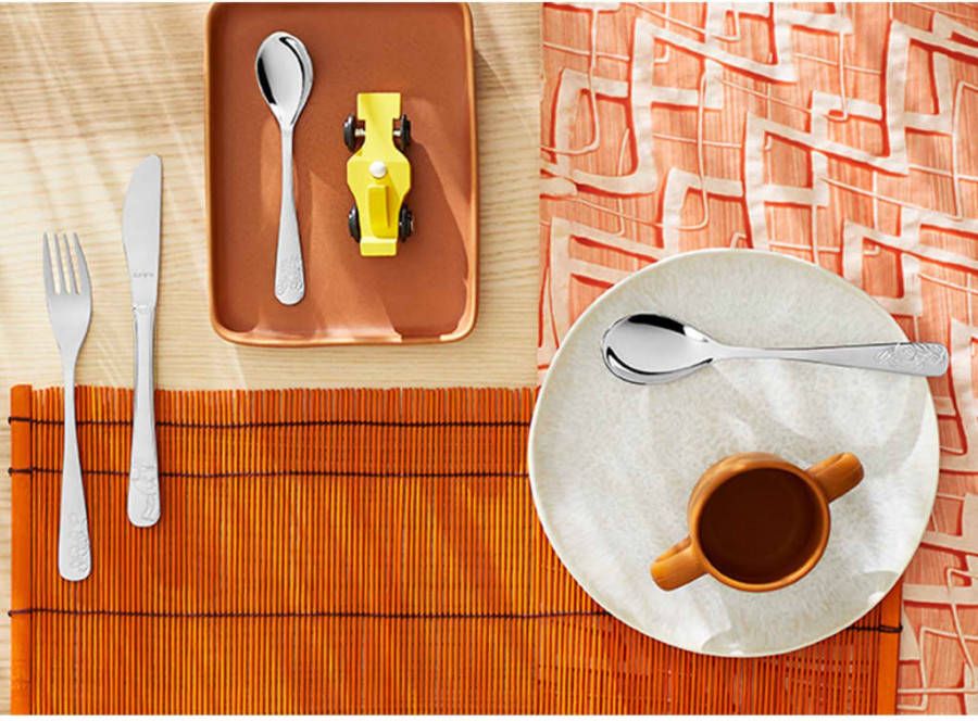 Amefa 4 delige Kinderbestekset Forest friends hoogglans zilverkleurig