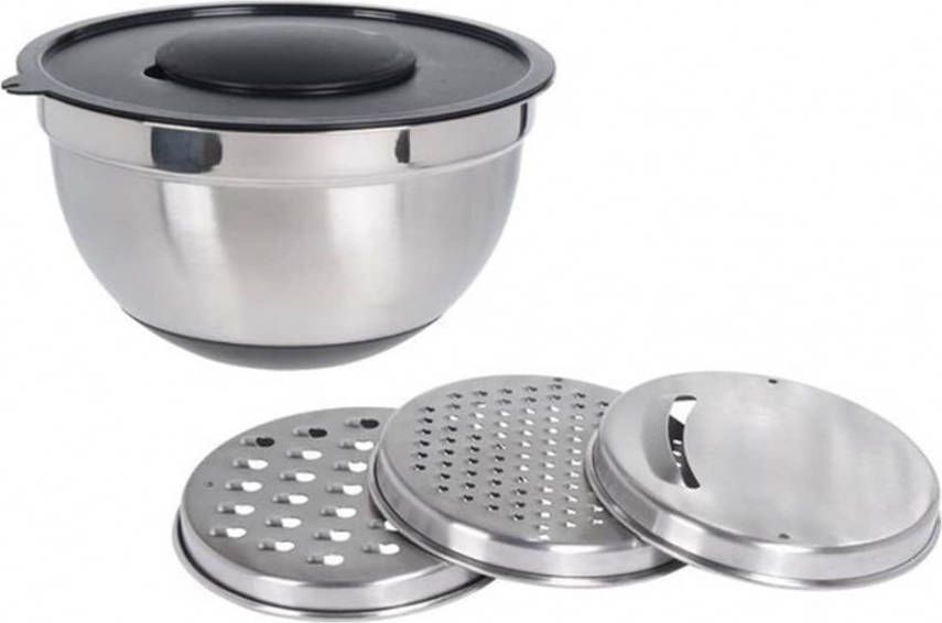 Excellent Houseware 4 delige Mengkom en raspenset roestvrij staal