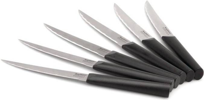 BergHOFF 6 delige Steakmessenset 11, 5 Cm, Zwart Roestvrij Staal Essentials Line